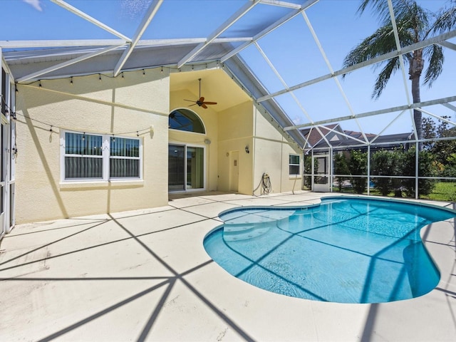 1111 Liberty Hall Dr, Kissimmee, FL 34746 - outdoor pool with a patio, ceiling fan, and a lanai