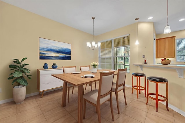 1534 Barking Deer Cv, Casselberry, FL 32707 - dining room featuring a chandelier, light tile patterned floors, and recessed lighting