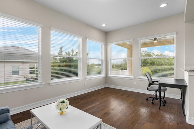 16412 Good Hearth Blvd, Clermont, FL 34711 - home office with dark wood-style floors and recessed lighting
