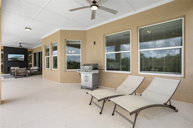 16412 Good Hearth Blvd, Clermont, FL 34711 - view of patio / terrace with ceiling fan, grilling area, and outdoor lounge area