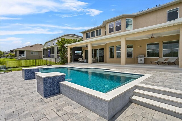 16412 Good Hearth Blvd, Clermont, FL 34711 - view of pool with a ceiling fan, a patio area, and grilling area