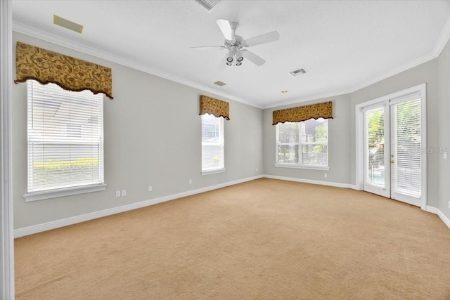 307 Running Wind Ln, Maitland, FL 32751 - empty room featuring crown molding, light colored carpet, and ceiling fan