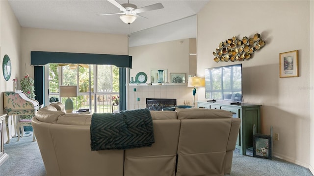 165 Durham Pl Unit 165, Longwood, FL 32779 - living area with light carpet, ceiling fan, and plenty of natural light
