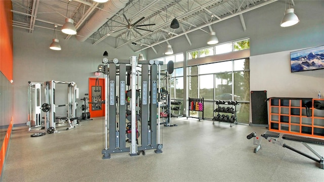 8290 Nemours Pkwy, Orlando, FL 32827 - workout area featuring a high ceiling