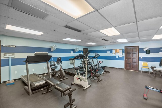 9860 62nd Ter N Unit 1047, Saint Petersburg, FL 33708 - exercise room featuring a drop ceiling