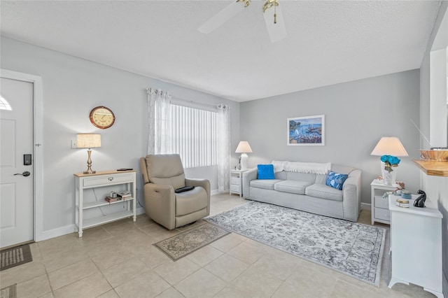 11923 Boynton Ln Unit B, New Port Richey, FL 34654 - tiled living area with a ceiling fan and baseboards