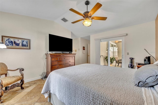 6630 Hidden Beach Cir, Orlando, FL 32819 - bedroom with lofted ceiling and a ceiling fan