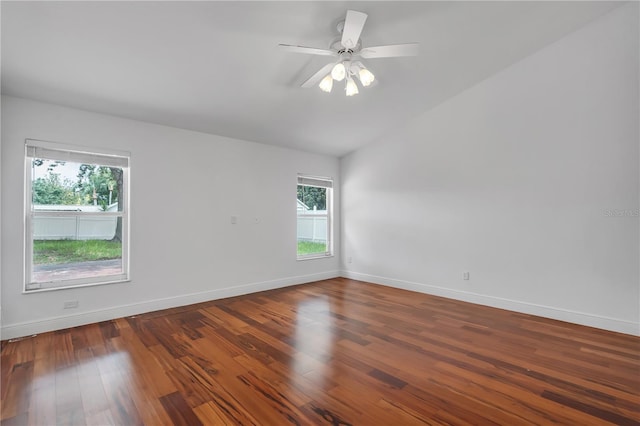 12713 Pine Arbor Dr, Clermont, FL 34711 - unfurnished room featuring wood finished floors, vaulted ceiling, and ceiling fan