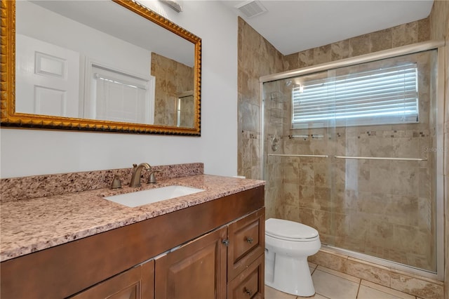 12713 Pine Arbor Dr, Clermont, FL 34711 - bathroom featuring vanity, a shower stall, and tile patterned floors