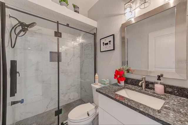 150 Brent Cir, Oldsmar, FL 34677 - bathroom featuring vanity, a marble finish shower, and a textured wall
