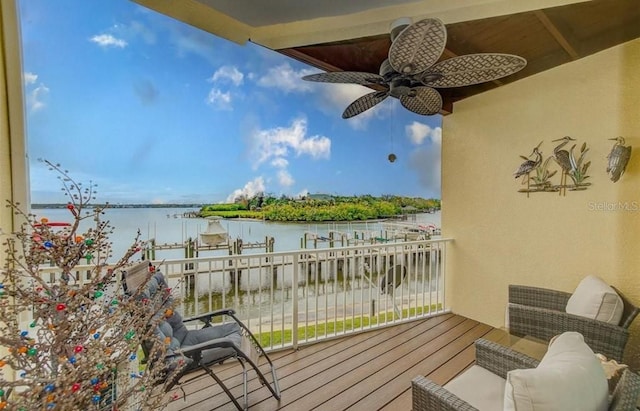 150 Brent Cir, Oldsmar, FL 34677 - balcony with a water view and ceiling fan