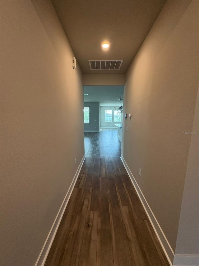 2318 Raven Ridge Rd, Minneola, FL 34715 - hallway with dark wood-type flooring and baseboards