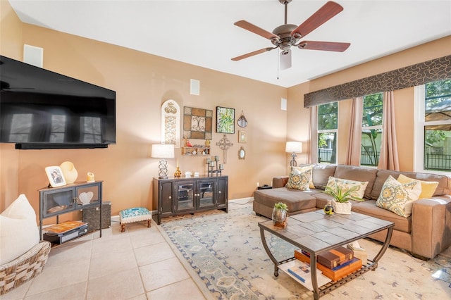 5263 Beach River Rd, Windermere, FL 34786 - tiled living area with ceiling fan
