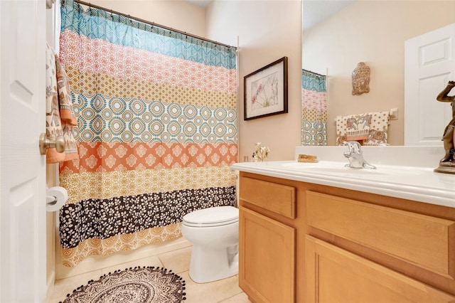 5263 Beach River Rd, Windermere, FL 34786 - full bathroom with tile patterned flooring, vanity, and a shower with curtain