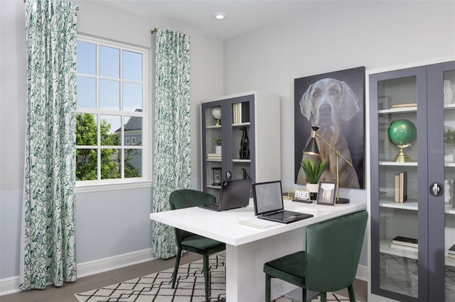 2374 Celebration Blvd, Celebration, FL 34747 - office area featuring baseboards and wood finished floors