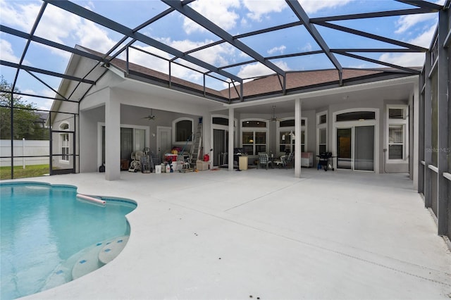 1542 Wescott Loop, Winter Springs, FL 32708 - back of property with a ceiling fan, a patio, and stucco siding
