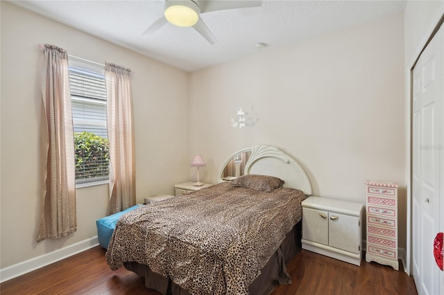 1542 Wescott Loop, Winter Springs, FL 32708 - bedroom with dark wood-type flooring, a closet, and ceiling fan