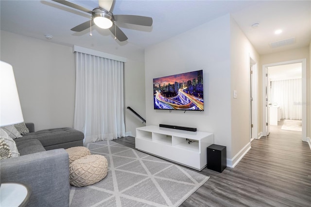 1097 Trappers Trail Loop, Davenport, FL 33896 - living room with wood finished floors and a ceiling fan