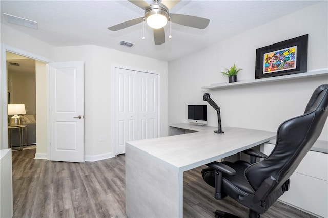 1097 Trappers Trail Loop, Davenport, FL 33896 - home office with wood finished floors and ceiling fan