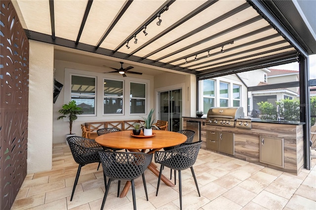 1097 Trappers Trail Loop, Davenport, FL 33896 - view of patio with area for grilling, ceiling fan, and outdoor dining area