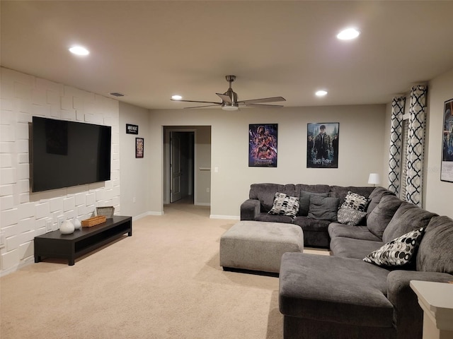 2121 Morocco Way, Kissimmee, FL 34747 - living room with light carpet, recessed lighting, and ceiling fan