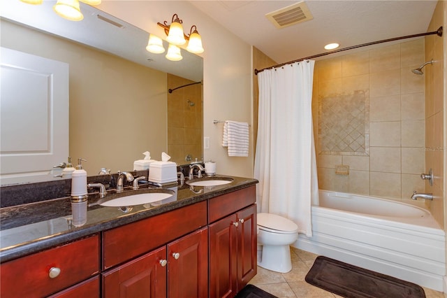 101 S Eola Dr Unit 1021, Orlando, FL 32801 - full bath with tile patterned floors, shower / bath combo with shower curtain, double vanity, and recessed lighting