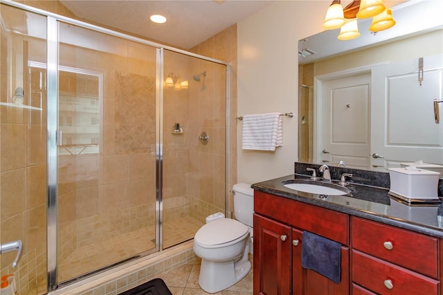 101 S Eola Dr Unit 1021, Orlando, FL 32801 - bathroom with vanity, a stall shower, tile patterned flooring, and recessed lighting