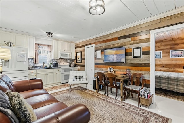 8407 Interbay Blvd, Tampa, FL 33616 - living room with wooden walls and ornamental molding