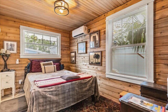 8407 Interbay Blvd, Tampa, FL 33616 - bedroom featuring an AC wall unit and wood walls