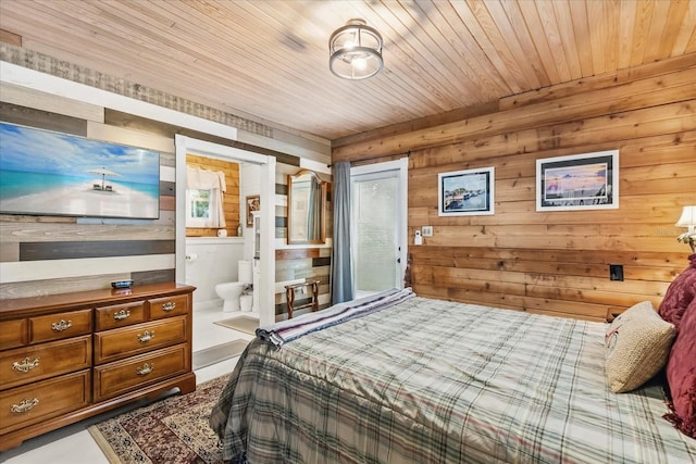 8407 Interbay Blvd, Tampa, FL 33616 - bedroom featuring wooden walls, wooden ceiling, and ensuite bathroom