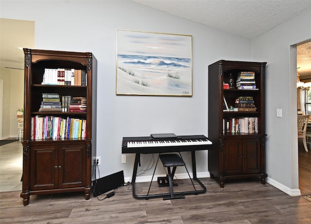 26 Canter Club Ct, Debary, FL 32713 - sitting room with wood finished floors, vaulted ceiling, and a textured ceiling