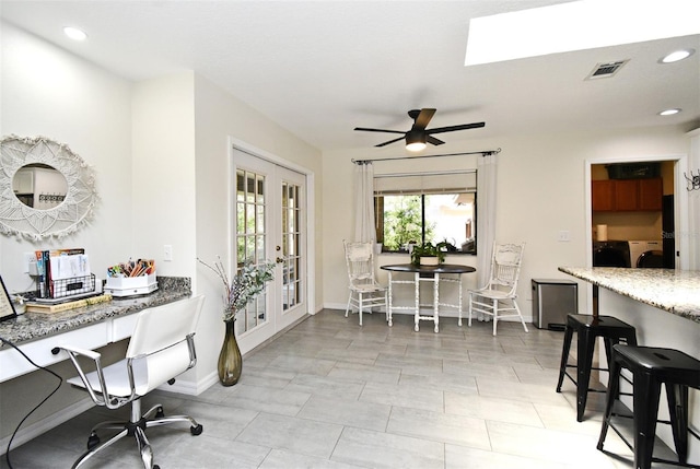 26 Canter Club Ct, Debary, FL 32713 - dining room featuring independent washer and dryer, french doors, an office area, recessed lighting, and ceiling fan
