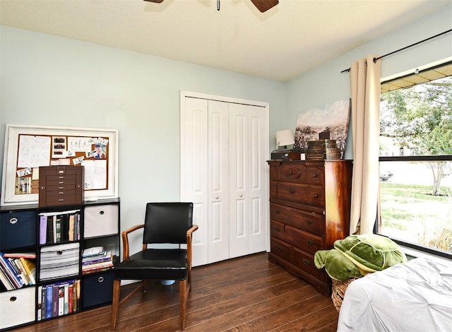 26 Canter Club Ct, Debary, FL 32713 - bedroom with wood finished floors, a closet, and a ceiling fan
