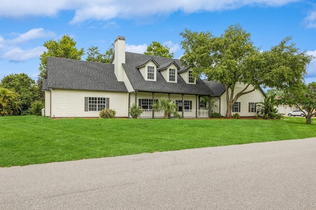 1660 Justin Matthew Way, Saint Cloud, FL 34771 - cape cod home with a front yard, roof with shingles, a porch, and a chimney