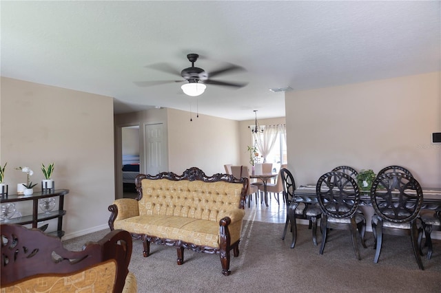 16863 SW 29th Terrace Rd, Ocala, FL 34473 - carpeted living area with a ceiling fan and baseboards