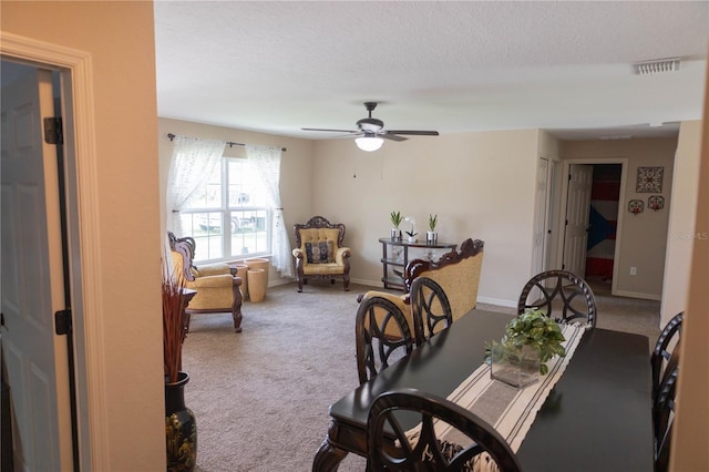 16863 SW 29th Terrace Rd, Ocala, FL 34473 - carpeted dining area with a ceiling fan and a textured ceiling