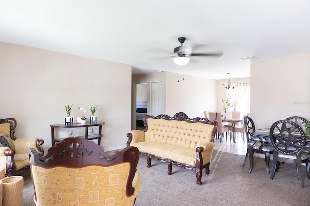 16863 SW 29th Terrace Rd, Ocala, FL 34473 - living area featuring a ceiling fan and carpet