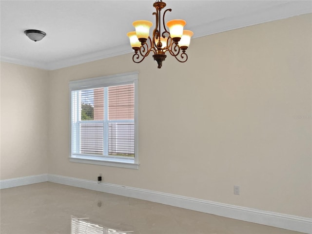 11356 Callaway Pond Dr, Riverview, FL 33579 - spare room with ornamental molding and a chandelier