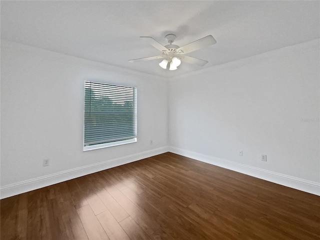 11356 Callaway Pond Dr, Riverview, FL 33579 - empty room featuring dark wood-style floors, a ceiling fan, and ornamental molding