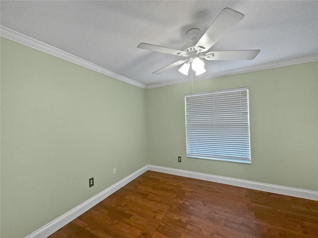 11356 Callaway Pond Dr, Riverview, FL 33579 - empty room featuring a ceiling fan, dark wood-style floors, and crown molding