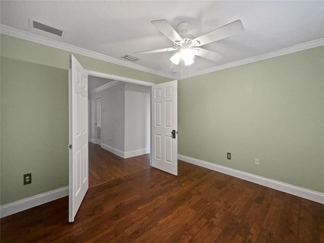 11356 Callaway Pond Dr, Riverview, FL 33579 - unfurnished room with ceiling fan, wood finished floors, and ornamental molding