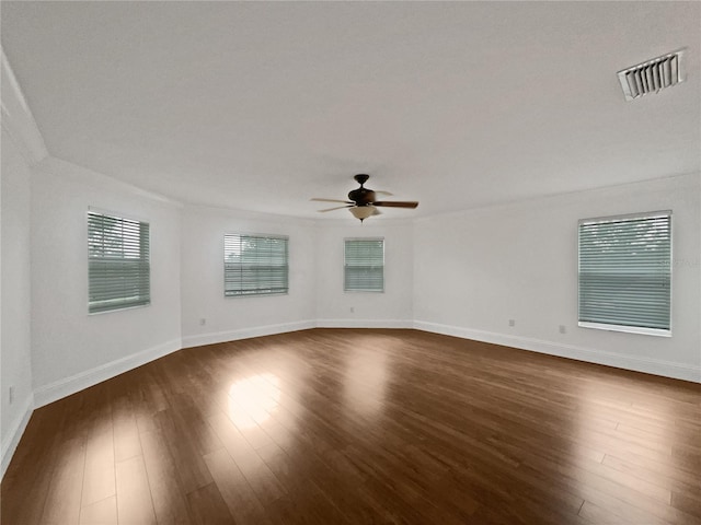 11356 Callaway Pond Dr, Riverview, FL 33579 - unfurnished room featuring a ceiling fan, dark wood-style floors, and ornamental molding