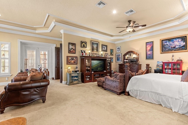 9400 Laws Rd, Clermont, FL 34714 - bedroom with a raised ceiling, crown molding, and carpet floors