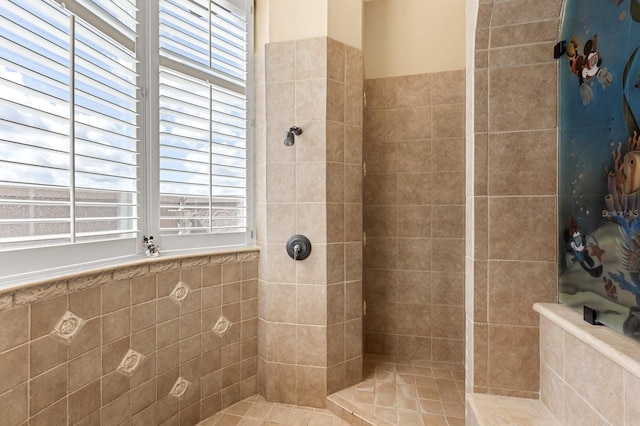 9400 Laws Rd, Clermont, FL 34714 - full bath with a tile shower, healthy amount of natural light, and tile walls