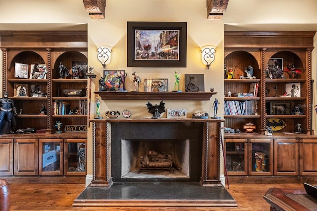 9400 Laws Rd, Clermont, FL 34714 - detailed view of wood finished floors and a fireplace with raised hearth