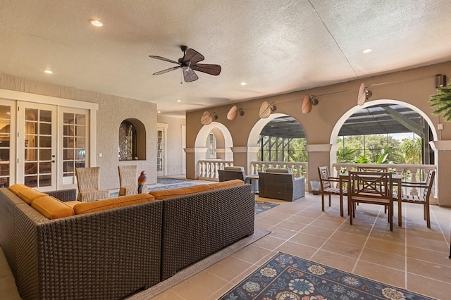9400 Laws Rd, Clermont, FL 34714 - view of patio featuring an outdoor living space, french doors, outdoor dining area, and ceiling fan