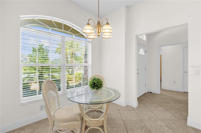 1254 Spartanburg Way, The Villages, FL 32162 - dining area featuring a chandelier, healthy amount of natural light, and light tile patterned flooring