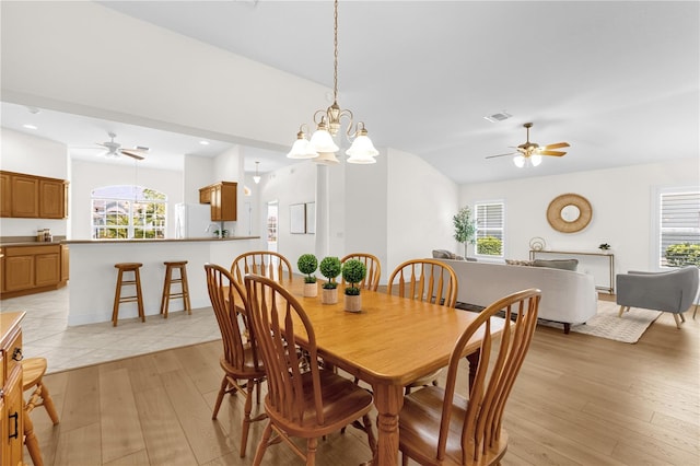 1254 Spartanburg Way, The Villages, FL 32162 - dining room with a ceiling fan, plenty of natural light, light wood finished floors, and recessed lighting