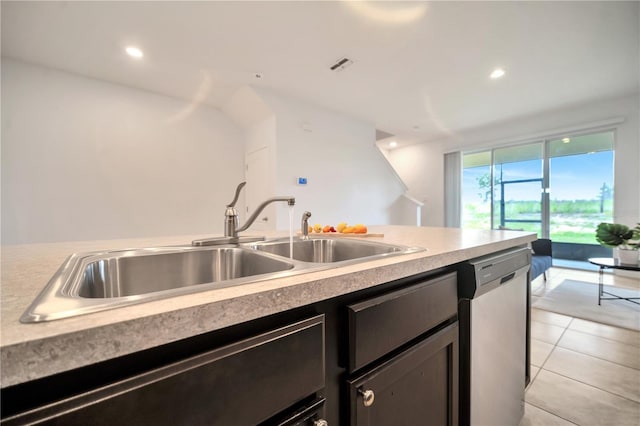 200 Feltrim Reserve Blvd, Davenport, FL 33837 - kitchen featuring dishwasher, light countertops, light tile patterned floors, and recessed lighting