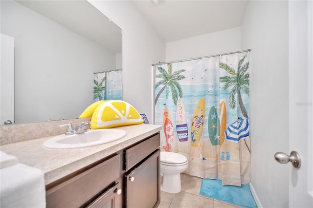 200 Feltrim Reserve Blvd, Davenport, FL 33837 - bathroom with vanity, tile patterned flooring, and curtained shower